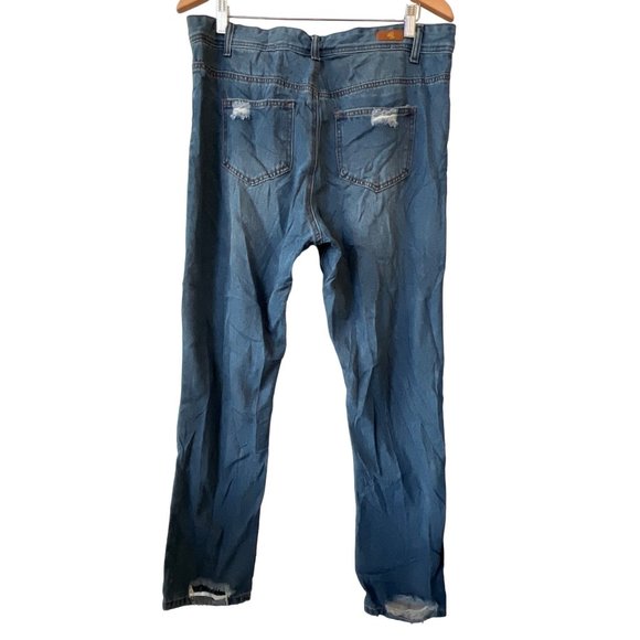 AQ Distressed Denim Jeans Womens 16 Blue Medium Wash Cotton Blend Pockets - Picture 2 of 13